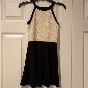 Aqua black and white halter top dress for girls